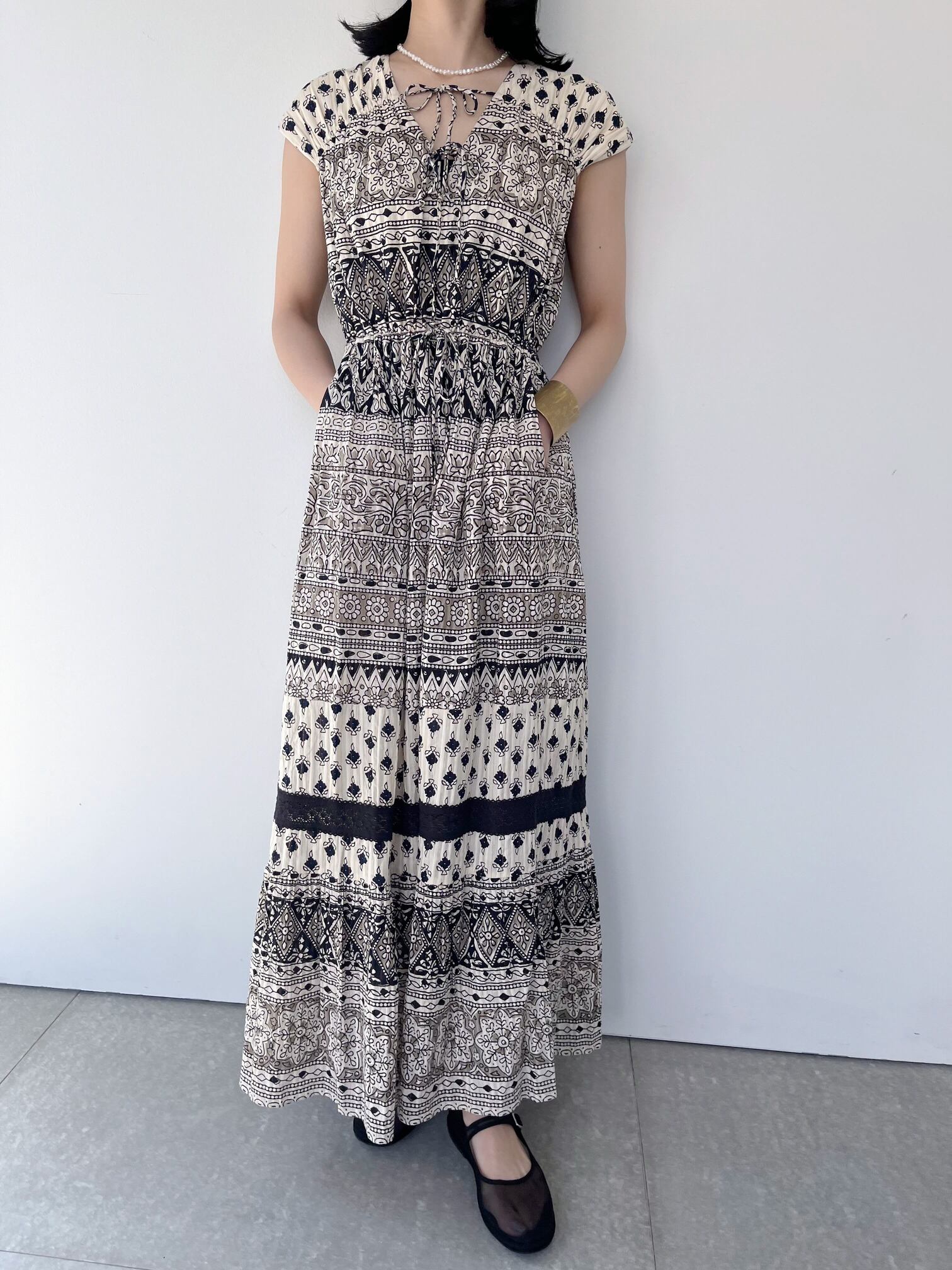 【Sara Mallika】 Cotton Lurex Border Print Sleeveless Dress サラマリカ コットンルレックスボーダープリントスリーブレスドレス ワンピース ノースリーブ リゾート カラフル Pink Black 020551SD3 KOKO