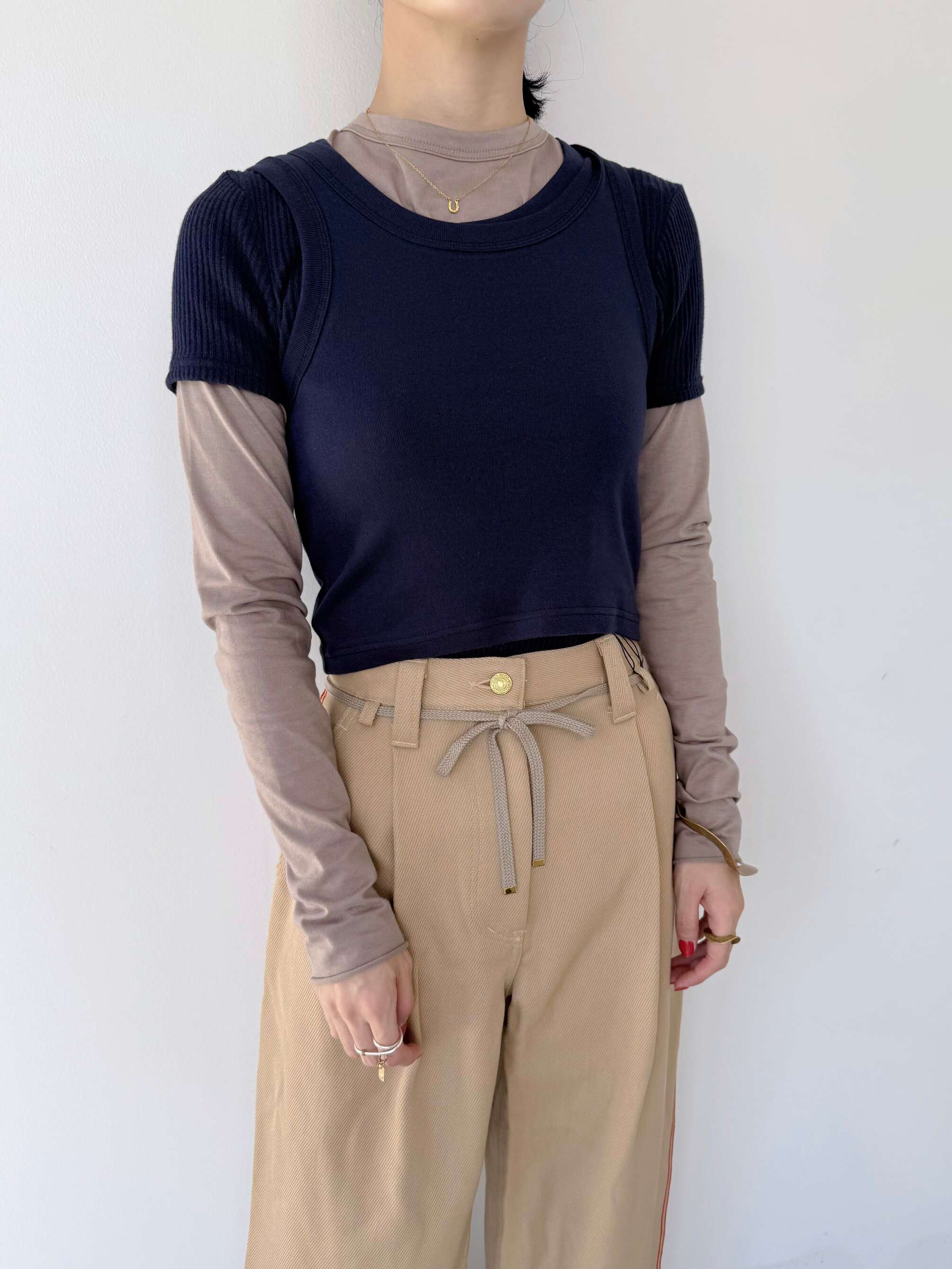 【CaRouseLamBRa】 Organic Rib 3Pack T ケラウズランブラ オーガニックコットン リブ Tシャツ 3枚セット タンクトップ 半袖 長袖 White Navy 252-429 KOKO
