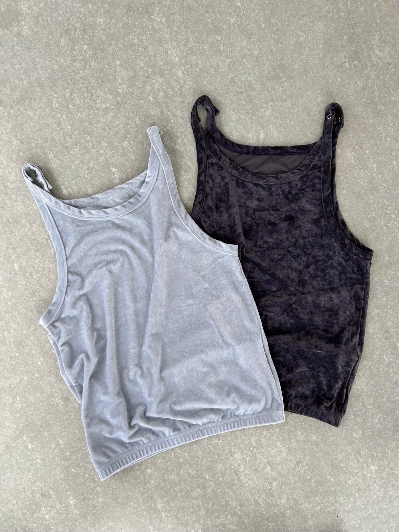 【CaRouseLamBRa】 Dot Camisole＆Tubetop ケラウズランブラ ドット キャミソール チューブトップ ベロア レイヤード Gray Charcoal 252-433 KOKO