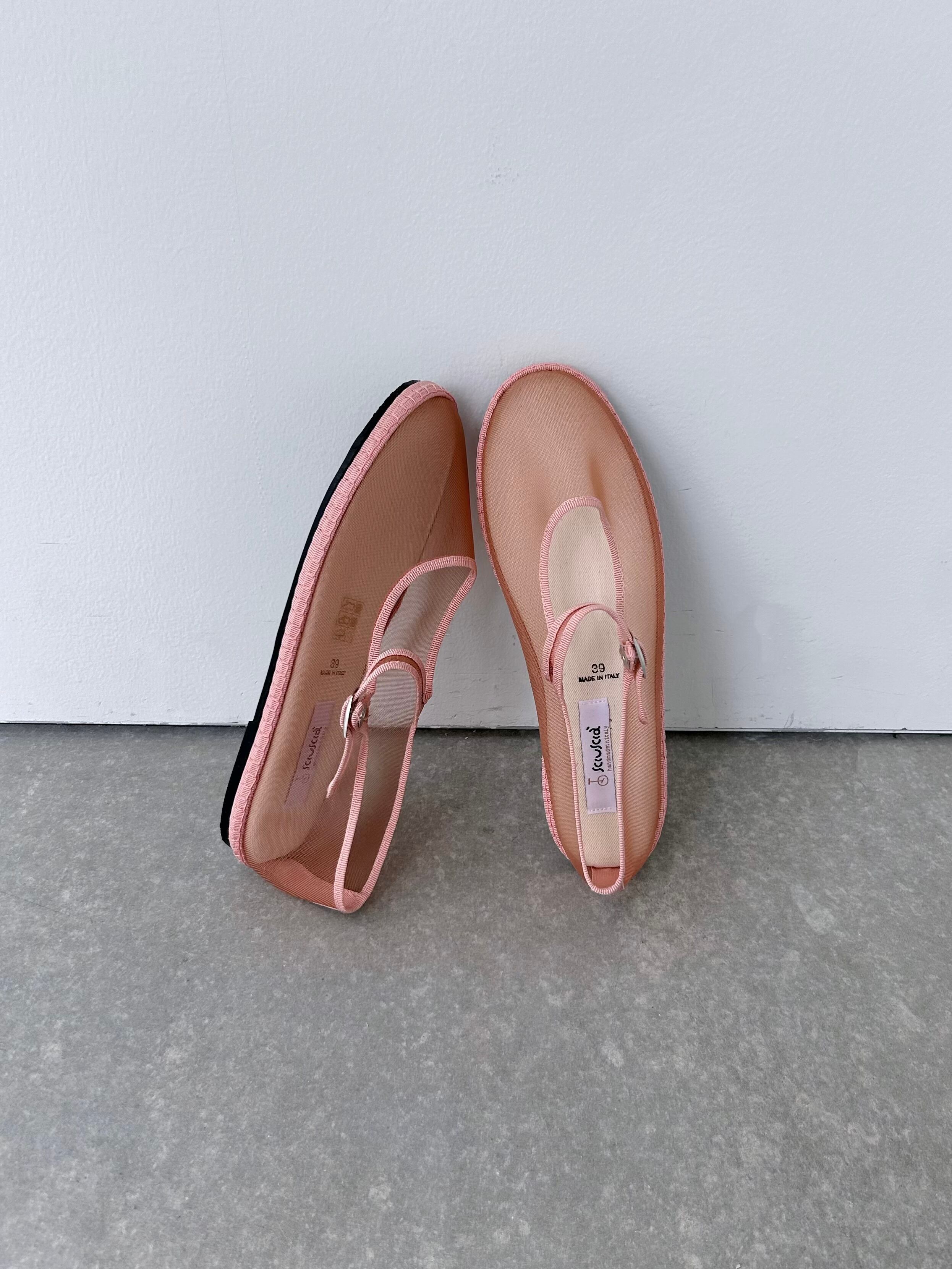 【Sciusci・・】 MARYJANE ROASTED PEACH シューシャ メッシュ シアー ストラップッシューズ フラット メリージェーン バレエシューズ Pink SCA26SS_LSEM09 KOKO
