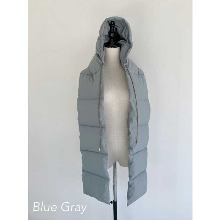 【EARIH】 Quilt Food Muffler ダウンマフラー レディース アーリ フード Camel Blue Gray
