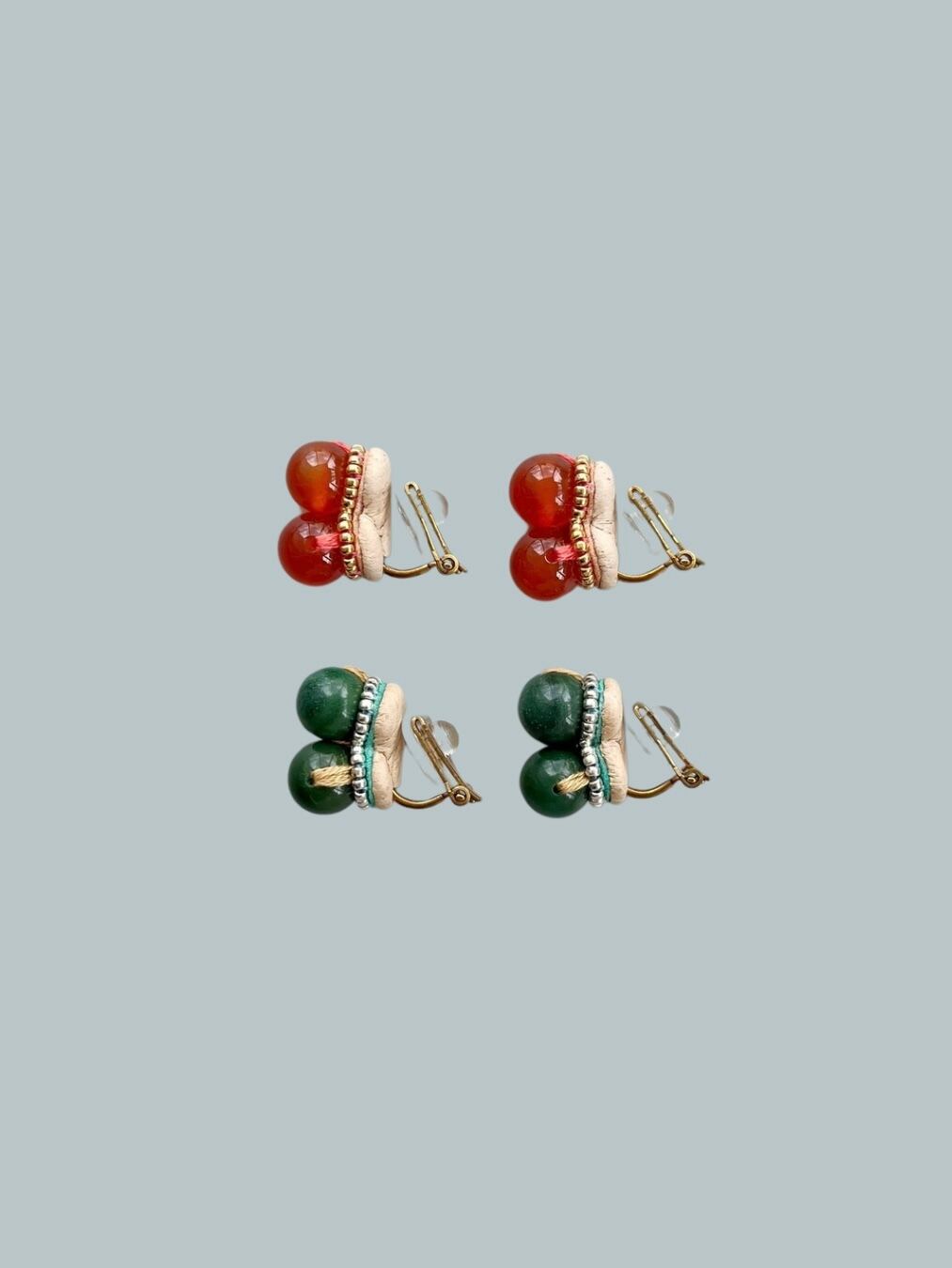 【tamas】 Jerry Pierce Earring タマス ピアス イヤリング P412 Orange Green フランス ヴィンテージ ビーズ レディース ジュエリー KOKO