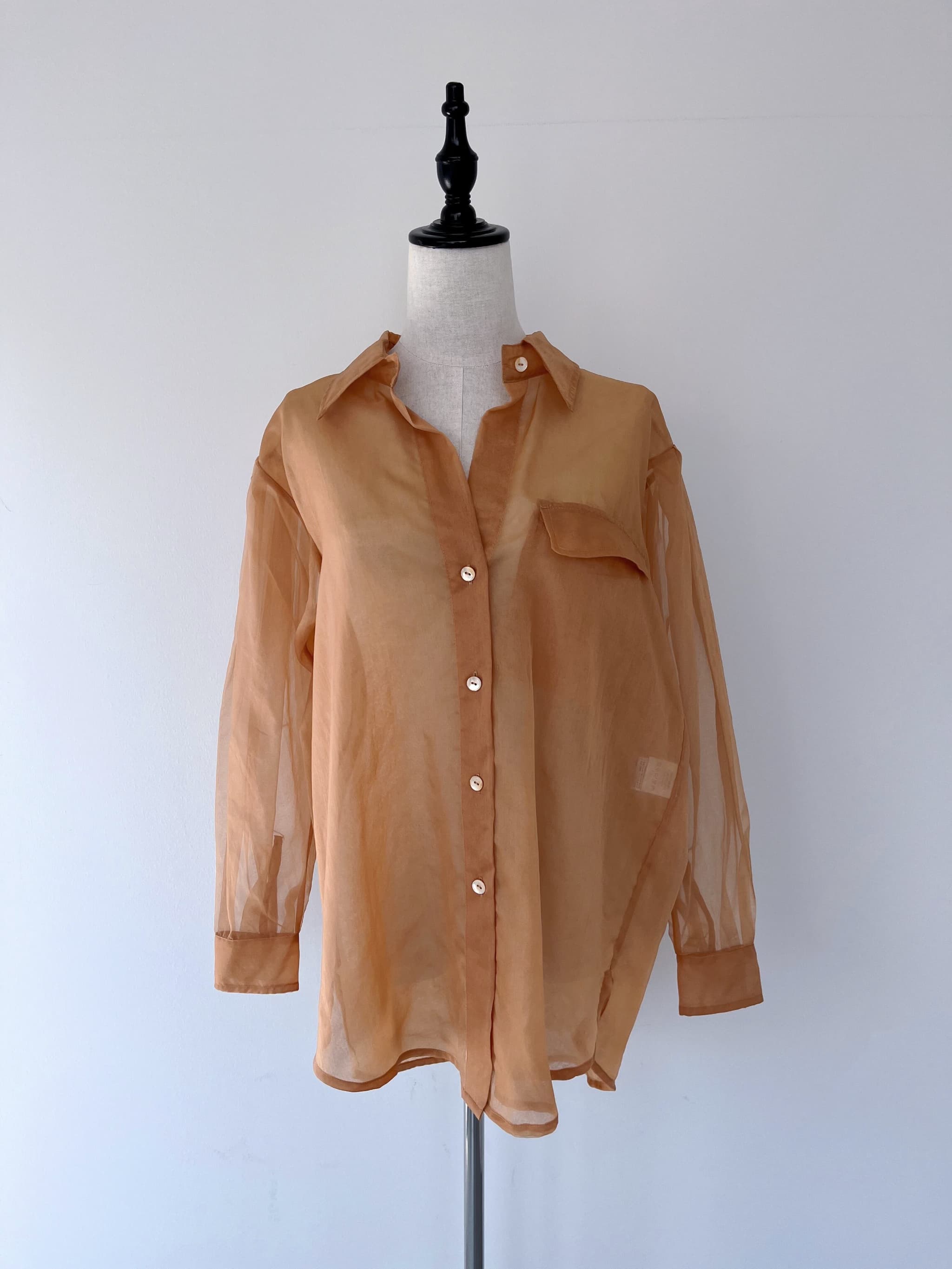 【NIGEL PRESTON】　シアーシャツブラウス NPWE700JNOG ナイジェル・プレストン Brown シースルー 日除け クーラー対策