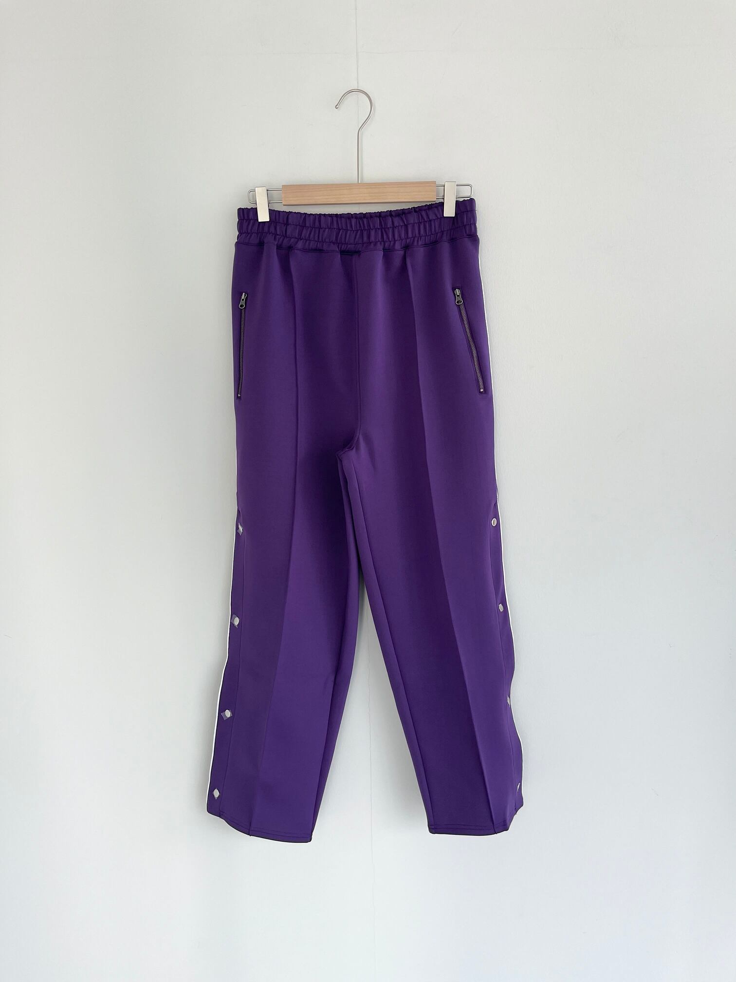 【M53.】 BASKETBALL PANTS エム53 バスケットボール パンツ スポーティ セミワイド サイドボタン ラインパンツ ウエストゴム Purple MP-025 KOKO