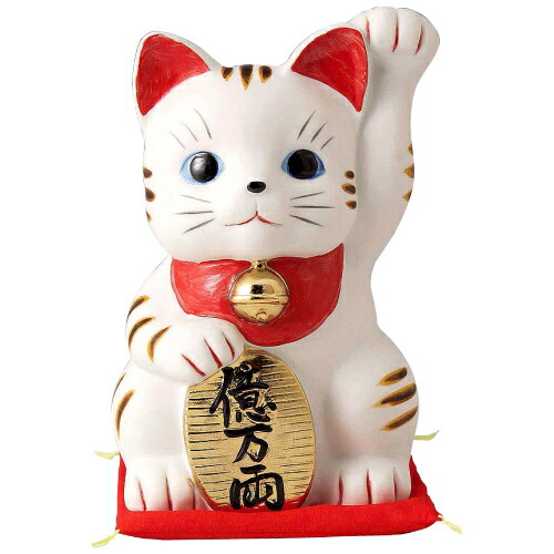 常滑焼 日本製招き猫10号　33㎝　特大サイズ　右手上げ左手上げ　縁起物 楽天市場】招き猫 置物 縁起物 常滑焼 開運招福 大入り猫 10号