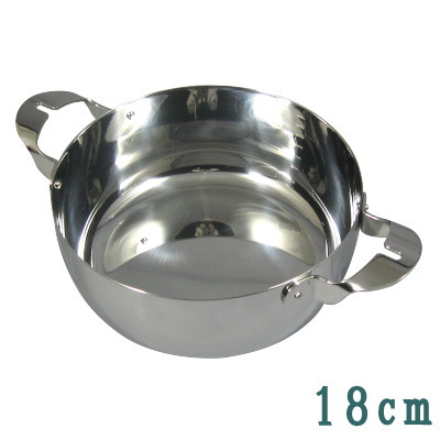 【 業務用 ・ 共柄ハンドル ・ 両手鍋 】 共柄デンジ両手鍋 18cm 【日本製/200V IH対応/IH電磁調理器200V対応/ステンレス製/お鍋/鍋/厨房用品/プロ用/本職用/料理人/zx/玉虎堂製作所/マルタマ/丈夫/頑丈/長持ち 即発対応