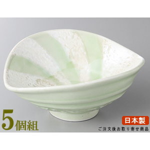変形小鉢 5個組 日本製 真珠ラスターヒワ釉スゲ笠小鉢 5個 送料無料 業務用 和食器 食器 陶器 特徴のある形の小鉢 皿 強化磁器 割れにくい皿 丈夫 電子レンジ可能 食器洗浄機可能 レンジ対応 家庭用 普段使い おすすめ 小鉢 煮物料理 盛り付け皿 居酒屋 ホテル 旅館|雑貨屋 ココウキ