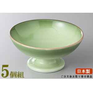 高台小鉢 5個組 日本製 緑彩高台小鉢 5個 業務用 和食器 食器 陶器 強化磁器 割れにくい皿 丈夫 小鉢 お皿 おしゃれ 演出 グリーン 食器洗浄機可能 レンジ対応 家庭用 来客用 おすすめ デザートカップ アイスカップ カフェ 喫茶店 飲食店 ホテル|雑貨屋 ココウキ