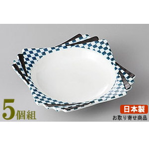 角小鉢 5個組 日本製 青市松千代折角小鉢 5個 業務用 和食器 食器 陶器 角型 角形 四角 おしゃれ 小鉢 お皿 高級感 上品 電子レンジ可能 食器洗浄機可能 レンジ対応 家庭用 普段使い 個性的 演出 お客様用 煮物料理 一品料理 おつまみ 居酒屋 飲食店 ホテル 旅館 7,392円