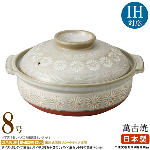 楽天市場】【 土鍋 ・ 日本製 】 万古焼き 銀峯花三島土鍋 9号×1個