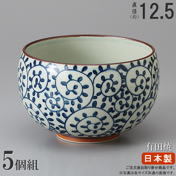 【 どんぶり 日本製 /5個組】 有田焼き タコ唐草お好み碗 （口径外寸規格：約11.7cm）×5個 【和食器/食器/業務用/飲食店/料理店/陶器/有田焼/器/鉢/麺類/ミニ丼/家庭用/キッチン用品/和風/高級感/丸みのある形/おしゃれ/電子レンジ対応/食器洗浄機対応】