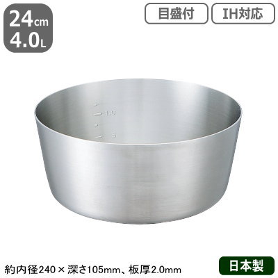 【矢床鍋 ステンレス鋼 IH相応う 貨物輸送無料】\u003cBR\u003eKING-DENJI ヤットコ鍋 24珊 4.0L\u003cBR\u003e【やっとこ鍋/お勤め用/日本製/国産/ステンレス鋼製/鍋/矢床/やっとこ/ヤットコ/目盛付/目盛り/オール熱源相応う/IH相応う/お勤め用鍋労働者階級仕様模様/勝手もと/物の具/煮焼き/勝手もと機材】【煮魚一皿分の料理などに】 キッチン用品・食器・調理器具-鍋
