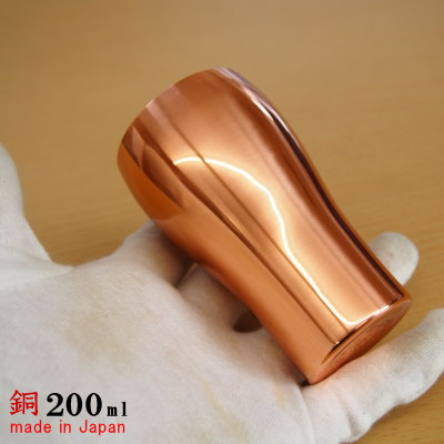 【 冷酒グラス 銅 】 日本製 HANAシリーズ 純銅製タンブラー （ミラー） 満水容量：約200ml 【銅製/酒器/コップ/冷酒 グラス/冷酒/日本酒/カップ/タンブラー/錫/食器/シンプル/おしゃれ/父の日/記念日/父/誕生日/お祝い/贈り物/ギフト/プレゼント】