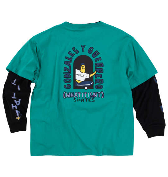 大きいサイズ メンズ (What it isNt) 半袖T × 長袖T レイヤード Tシャツ エメラルド × ブラック 1278-4695-3 3L 4L 5L 6L 8L 楽天市場】大きいサイズ メンズ (What it isNt) 半袖T × 長袖T