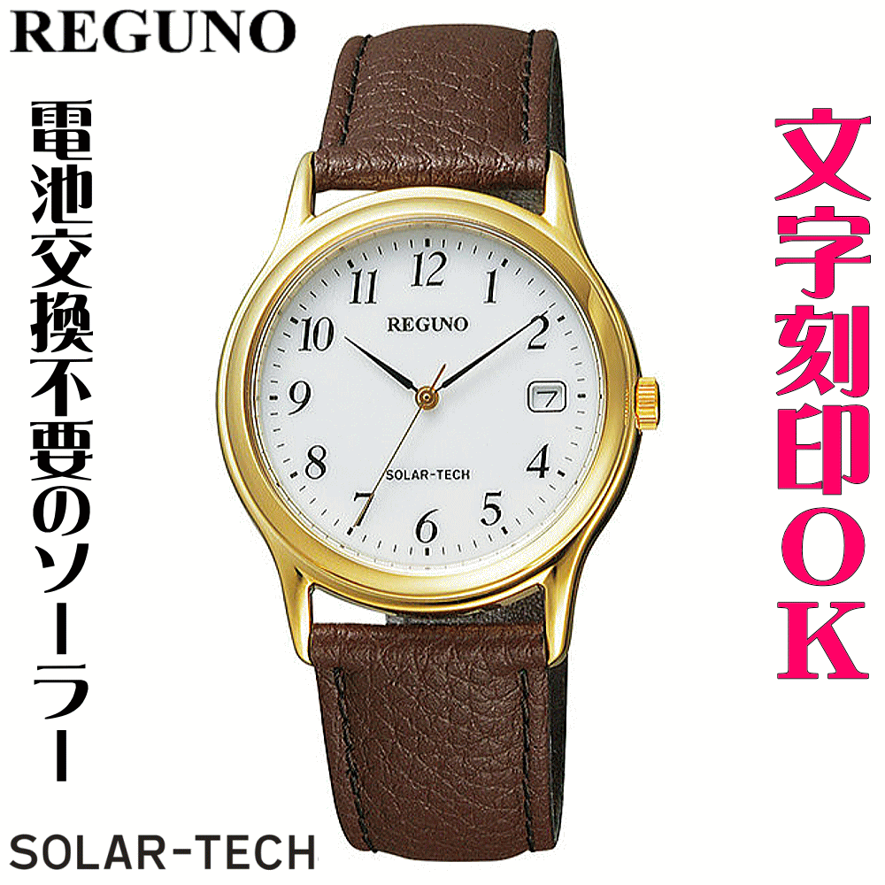 ウォッチ 腕時計 メンズウォッチ 名入れ 文字入れ 文字刻印 電池交換不要 文字が見やすい ソーラーウォッチ REGUNO レグノ ソーラーテック 革バンド 皮バンド 革ベルト 皮ベルト 還暦祝い 退職祝い 退職記念 金婚式 銀婚式 古希 米寿 傘寿 勤続記念品 お祝い イニシャル刻印 6,639円
