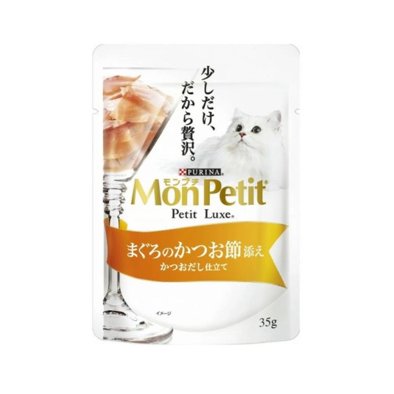 ネスレピュリナ モンプチ プチリュクス まぐろのかつお節添え かつおだし仕立て 35g×48袋セット ネスレ モンプチ 水分補給 キャットフード ウェットフード まとめ買い 多頭飼い パウチ 子猫 成猫 高齢猫 シニア猫