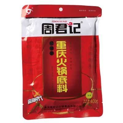 周君記重慶火鍋 四川重慶の火鍋と言えばコレ 周君記重慶火鍋底料 火鍋の素 400g 中華料理 四川料理底料 400g|KOKYO 店