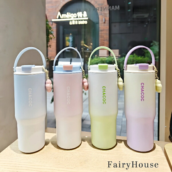 【楽天市場】【送料無料】大容量で便利！ 1個 600ml/900ml ステンレス製 保温水筒 ストロー付き、ポータブル バウンスマグ - 再 ...