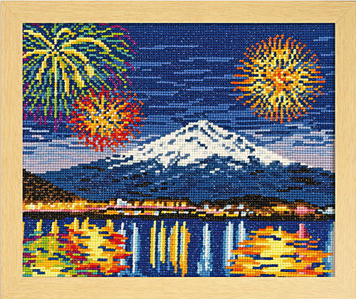 楽天市場】Olympusクロスステッチ刺繍キット7462 「河口湖冬花火と