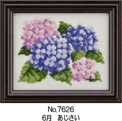 クロスステッチ刺繍風景画2点セット フレーム付き ピアノと女の子　あじさい クロスステッチ刺繍風景画2点セット フレーム付き ピアノと
