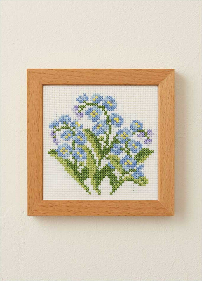 手刺しゅう　額　鳥 刺繍キット】色を選べる文鳥とミモザの額装／初心者さん用解説本