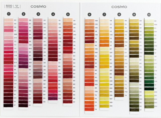 楽天市場 300円クーポン配布中 コスモcosmo 刺しゅう糸見本帳 No1501 C3 8 アベイル コマドリ 生地 毛糸