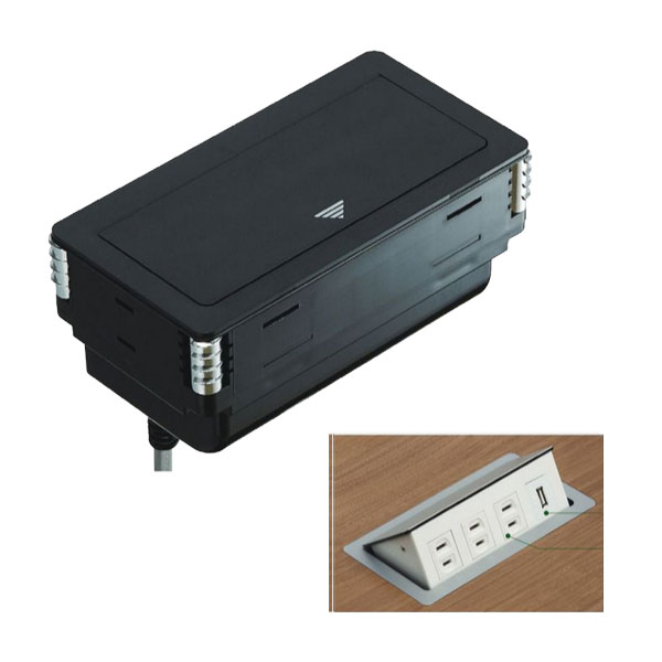 プラパート 埋込コンセント フラットプッシュ 黒 電源3 USB2.0 G201-3E1U-B
