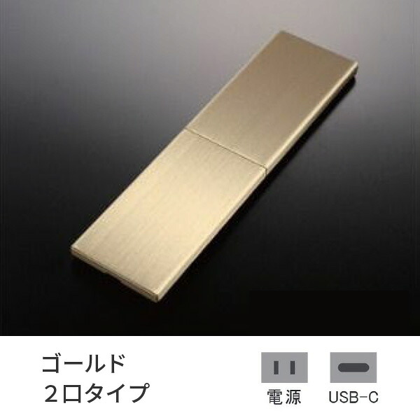 プラパート 埋込 差し込み SUS 横すべり ゴールド 2口 ワット数+USB-C 給電  G131S-TCE-GD