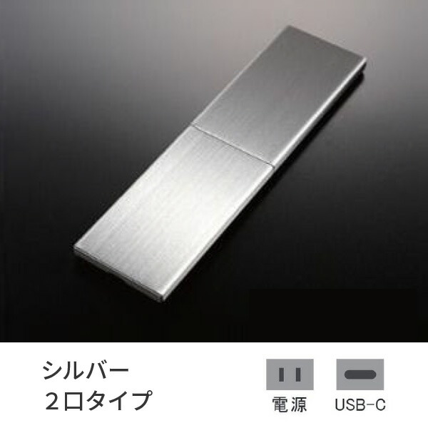 プラパート 埋込 コンセント SUS スライド シルバー 2口 電源+USB-C 給電 G131S-TCE-S