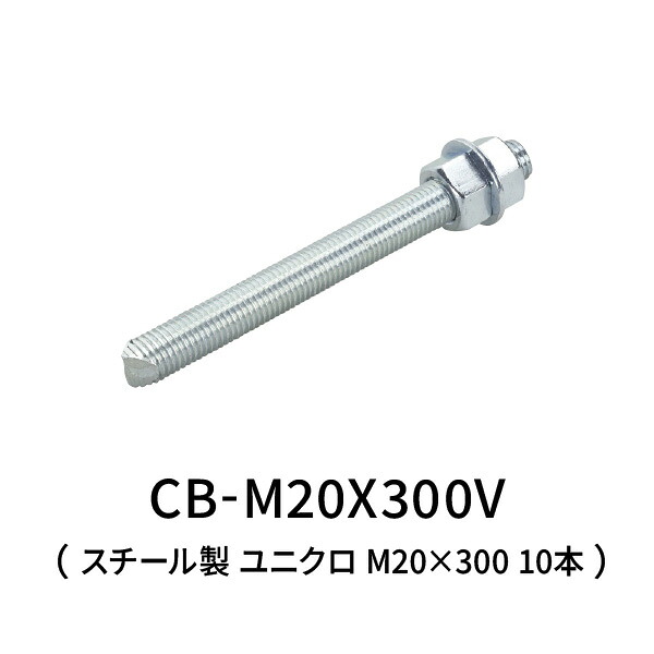 サンコーテクノ ケミカルボルト スチール ユニクロ M20&times;300 10本 CB-M20X300V｜あかばね金物