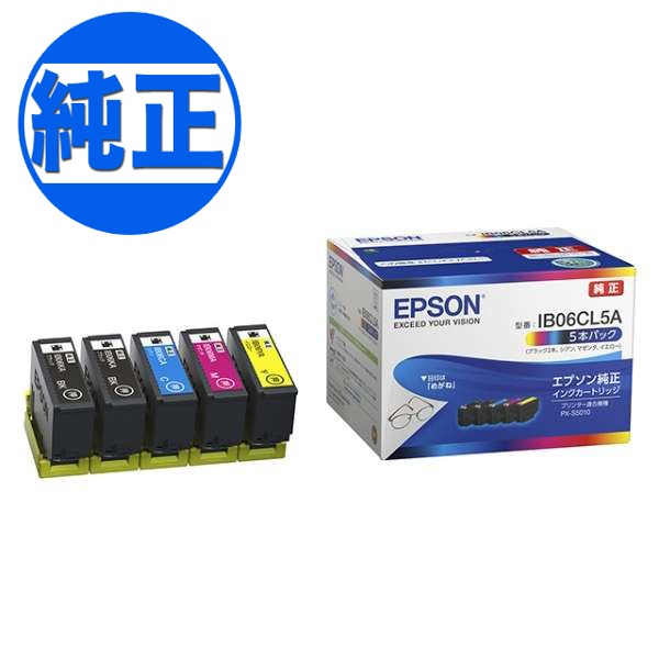 【取り寄せ品】EPSON 純正インク IB06 メガネ インクカートリッジ4色5本パックIB06CL5A 4色5本セット BK2本、C、M、Y PX-S5010