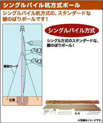 海外最新 こいのぼり 鯉のぼり ポールエコノミー型シングルパイル杭方式ポール 6号 3mの鯉のぼりにオススメ 完売 Logisticegypt Com