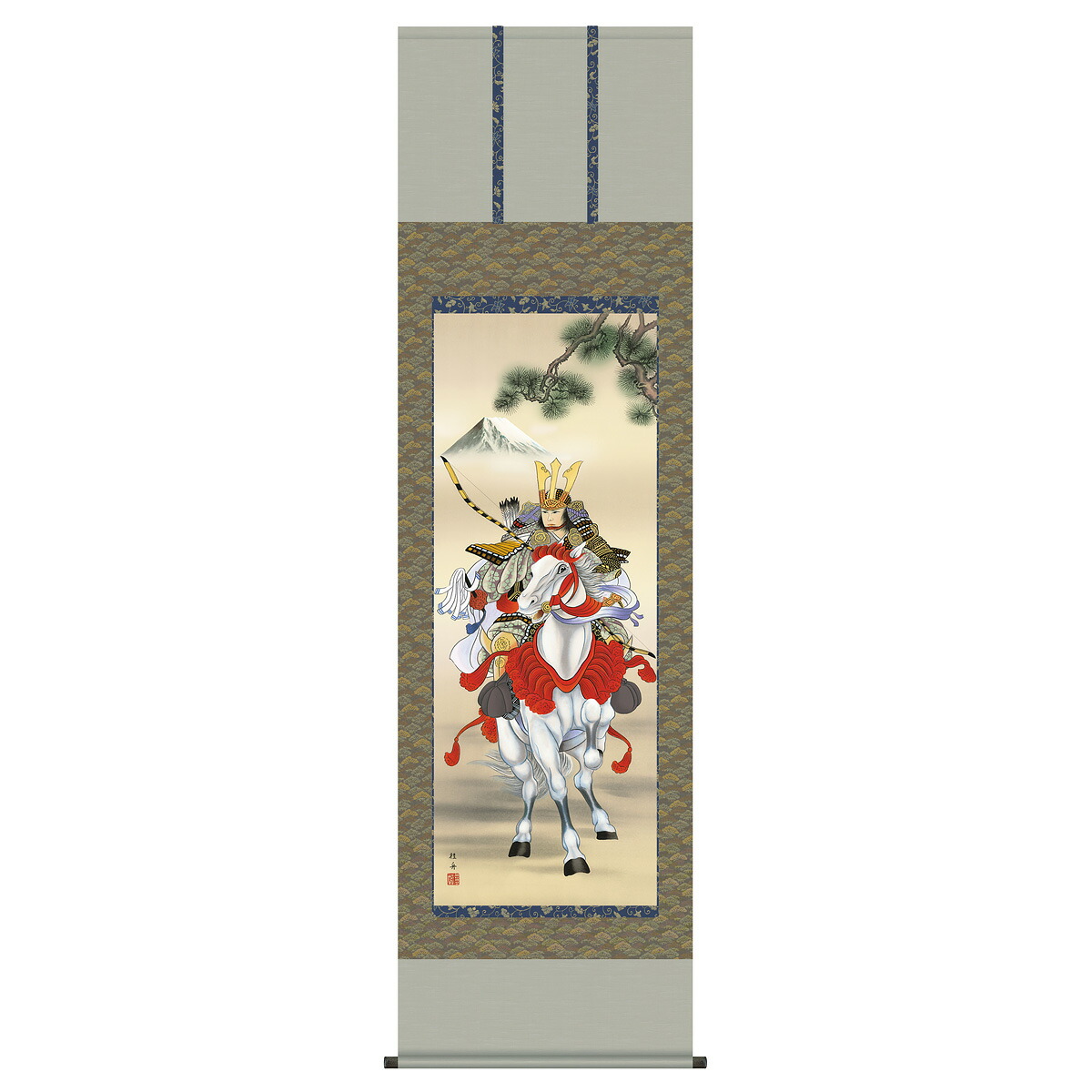 端午の節句 正月 掛け軸 掛軸 長江桂舟 三美会 作 白馬武者 正月飾り 最新