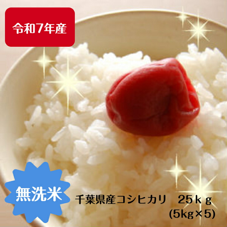 令和7年産　無洗米 コシヒカリ 25ｋｇ（5ｋｇ&times;5）　千葉県産※沖縄・九州・北海道発送できません※｜こめ庵