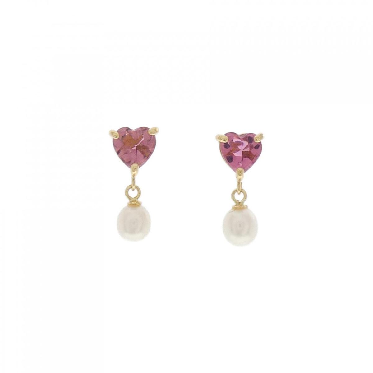 【KOMEHYO】 K18YG ハート 淡水パール ピアス 4.1mm【中古】 【コメ兵】