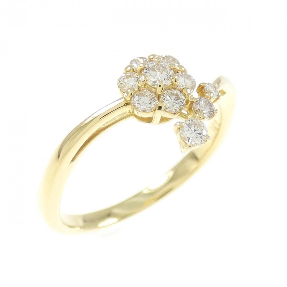 【新品】K18YG フラワー ダイヤモンド リング 0.25CT【新品】