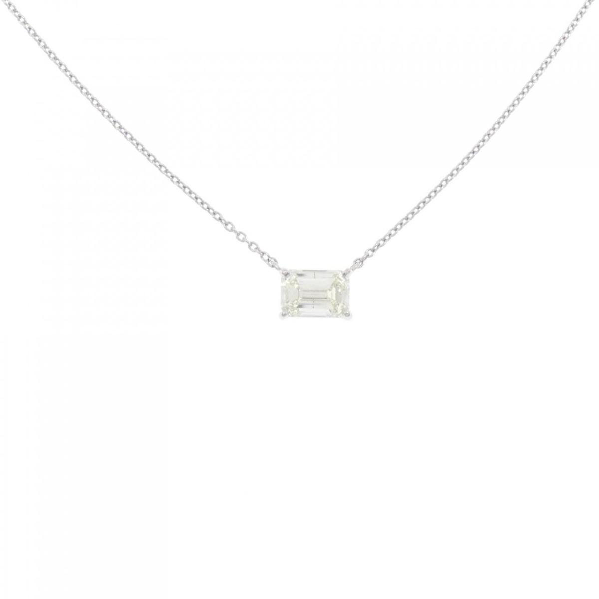 【KOMEHYO】 【リメイク】PT ダイヤモンド ネックレス 1.035CT M SI1 エメラルドカット【中古】 【コメ兵】