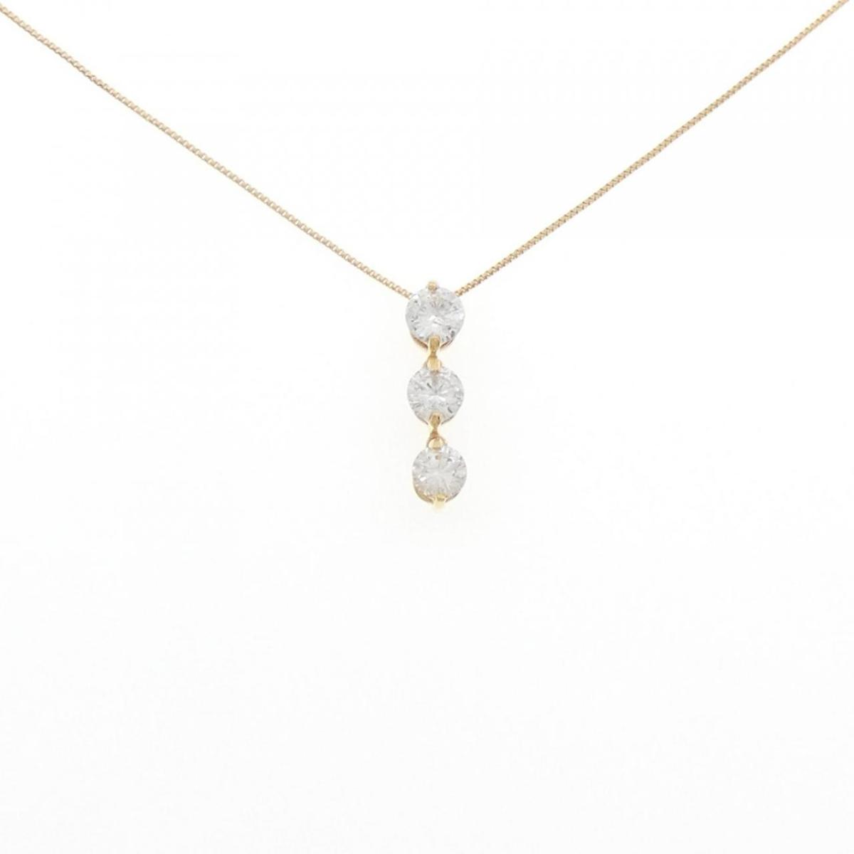 K18YG スリーストーン ダイヤモンド ネックレス 0.567CT【中古】｜KOMEHYO ONLINESTORE 店