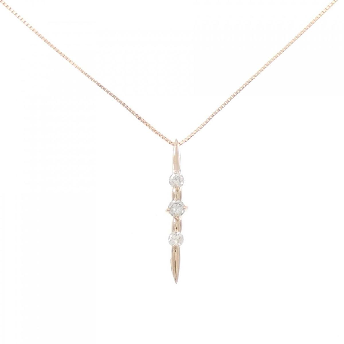 【KOMEHYO】 K18PG スリーストーン ダイヤモンド ネックレス 0.30CT【中古】 【コメ兵】