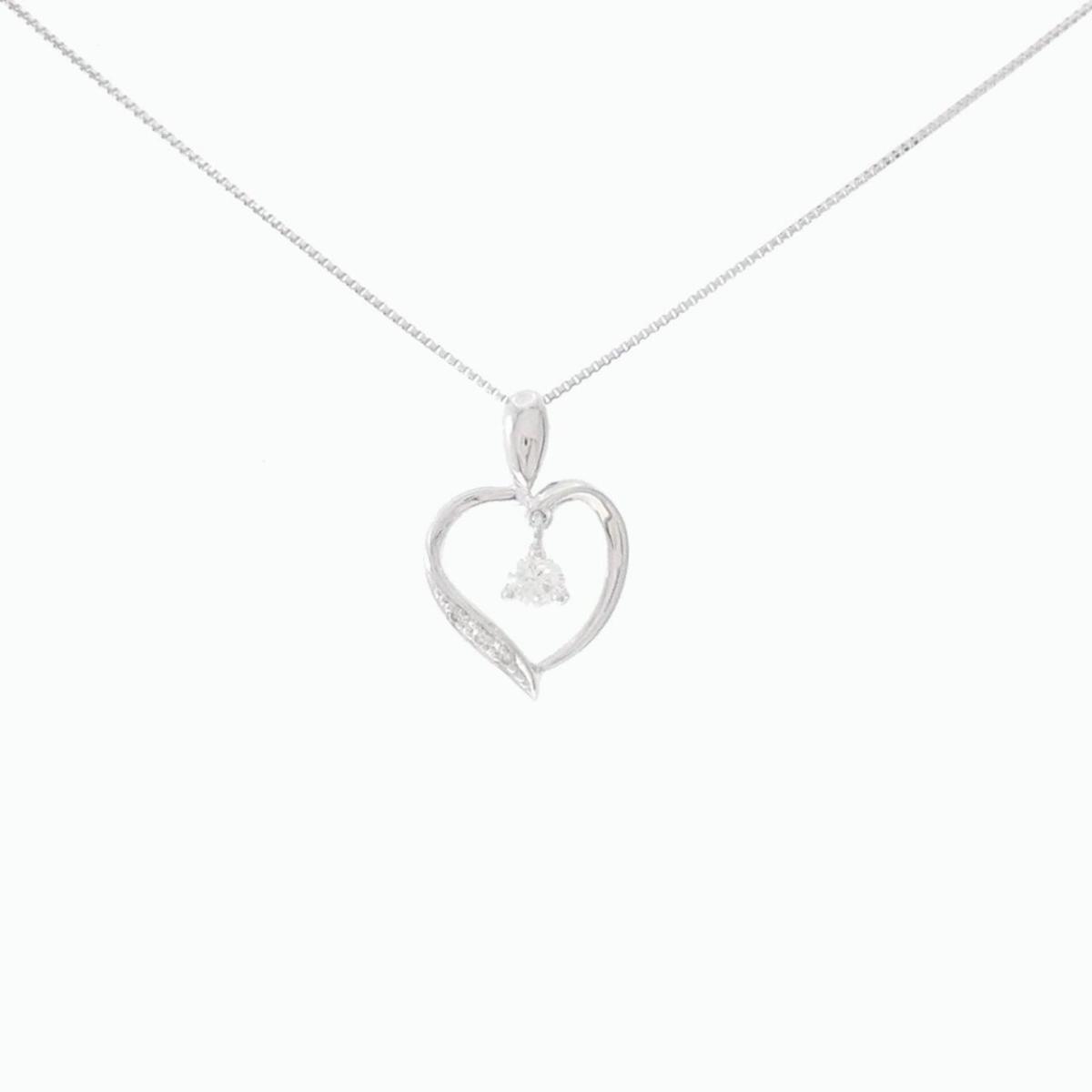【KOMEHYO】 K18WG ハート ダイヤモンド ネックレス 0.16CT【中古】 【コメ兵】