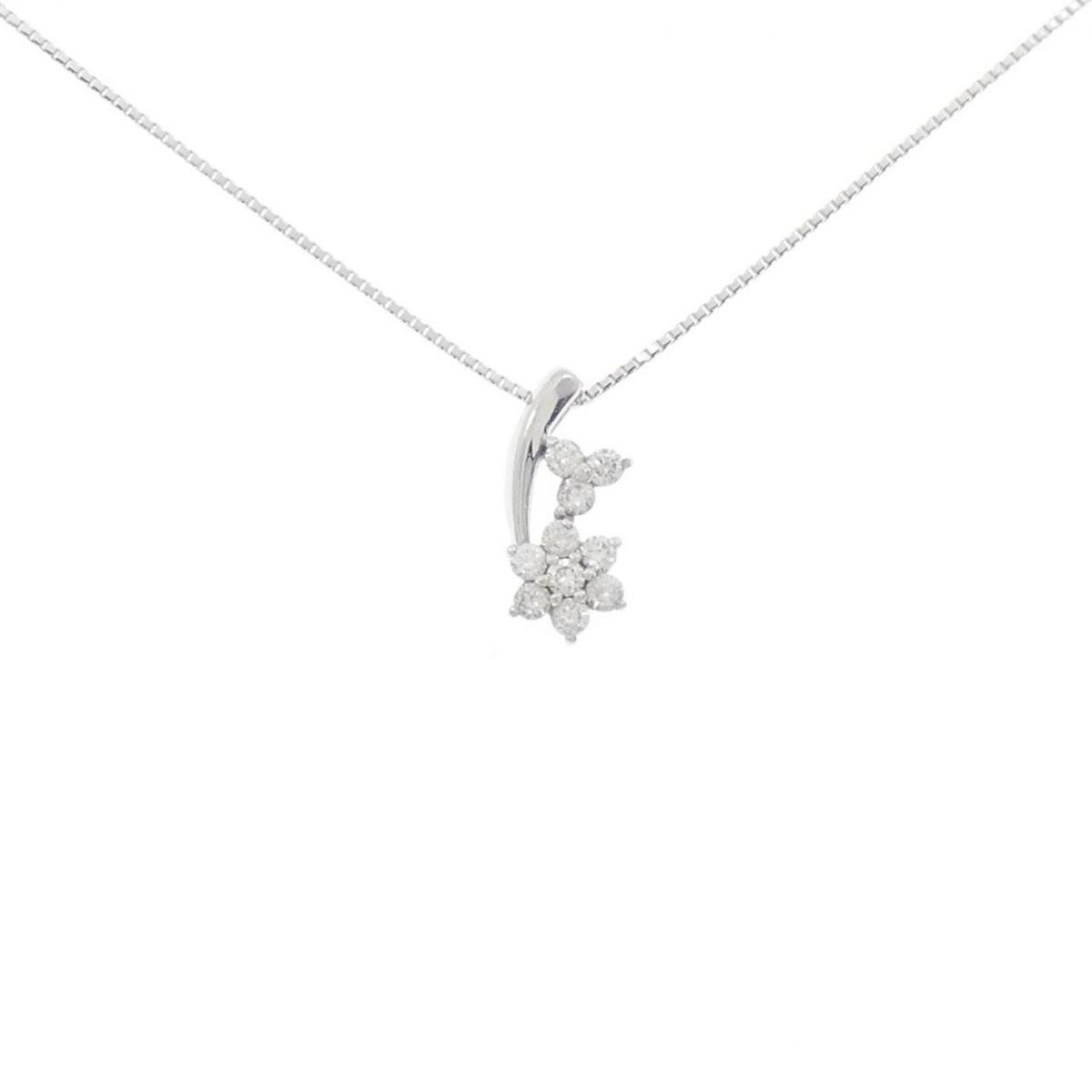 K18WG フラワー ダイヤモンド ネックレス 0.30CT【中古】|KOMEHYO ONLINESTORE 店