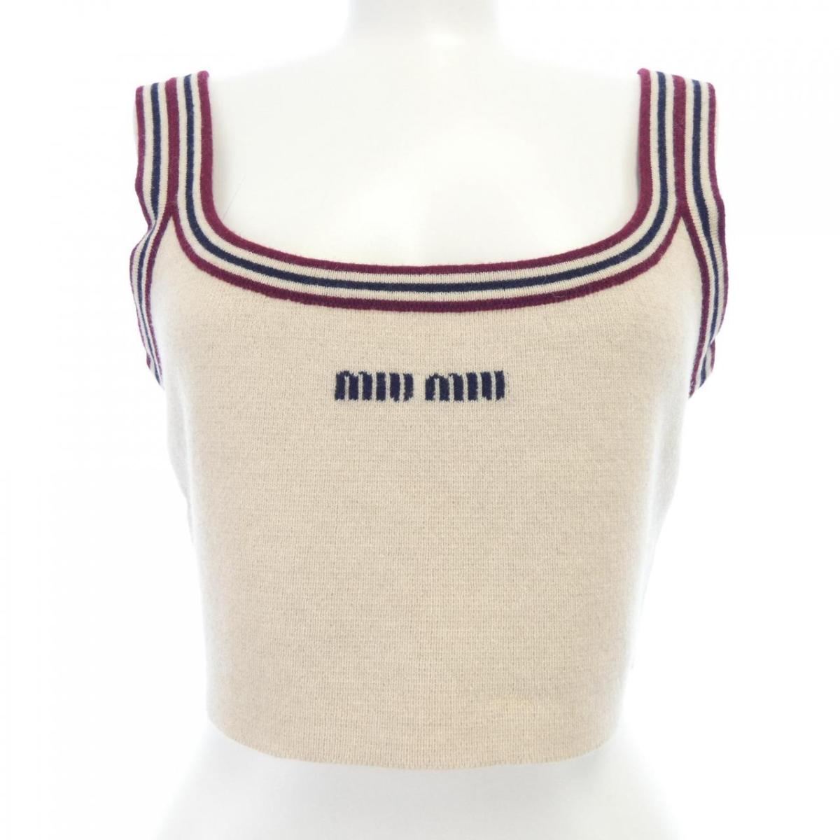 楽天市場】【中古】MIU MIUポプリン トップ ロゴ刺繍 ショート