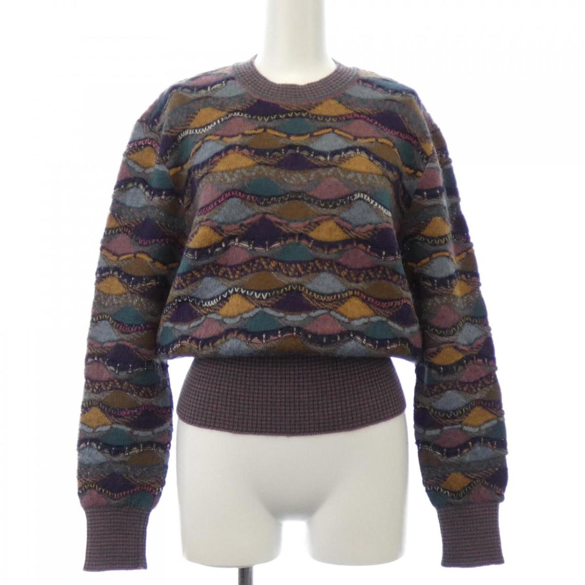 【極美品】MISSONI ヴィンテージ ジグザグクルーネックニット ボーダー Missoni ジグザグパターン セーター | ブルー | FARFETCH JP