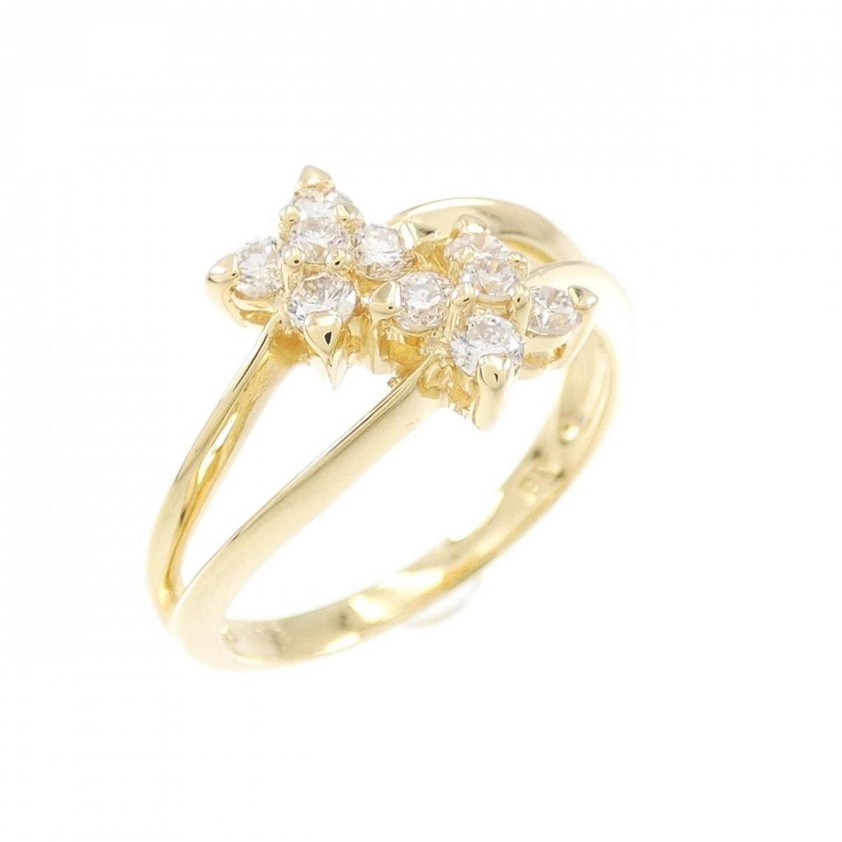 【KOMEHYO】 K18YG フラワー ダイヤモンド ピンキーリング 0.23CT【中古】 【コメ兵】