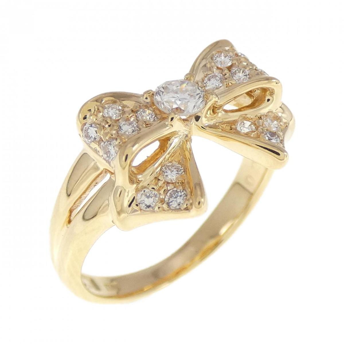 【KOMEHYO】 K18YG リボン ダイヤモンド リング 0.26CT【中古】 【コメ兵】