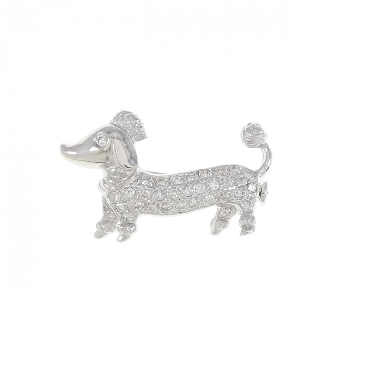 【KOMEHYO】 K18WG ドッグ ダイヤモンド ブローチ 0.28CT【中古】 【コメ兵】