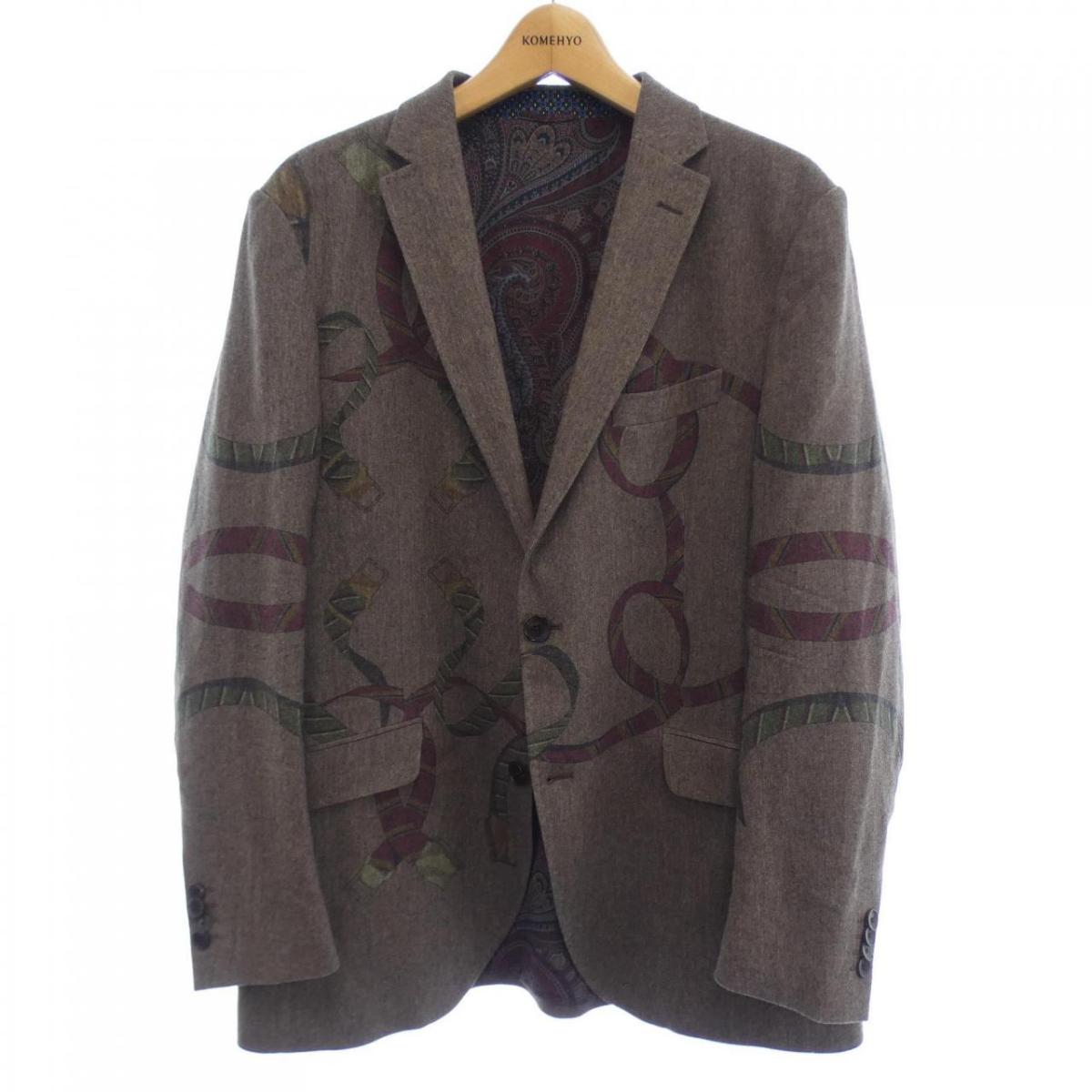エトロ テーラードジャケット シルク混 総柄 大きいサイズ XL エトロ テーラードジャケット シルク混 総柄 大きいサイズ XL
