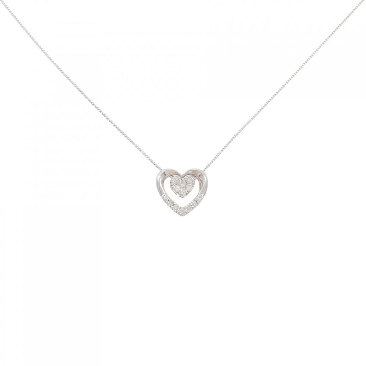 【KOMEHYO】 K18WG ハート ダイヤモンド ネックレス 0.06CT【中古】 【コメ兵】