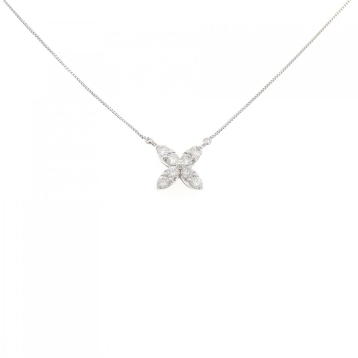 【KOMEHYO】 K18WG フラワー ダイヤモンド ネックレス 0.30CT【中古】 【コメ兵】