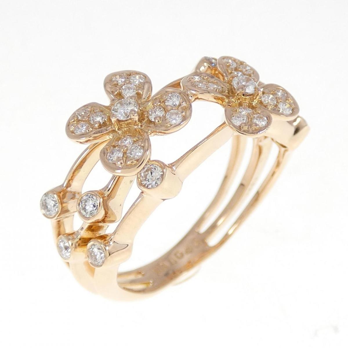 【KOMEHYO】 K18PG フラワー ダイヤモンド リング 0.42CT【中古】 【コメ兵】